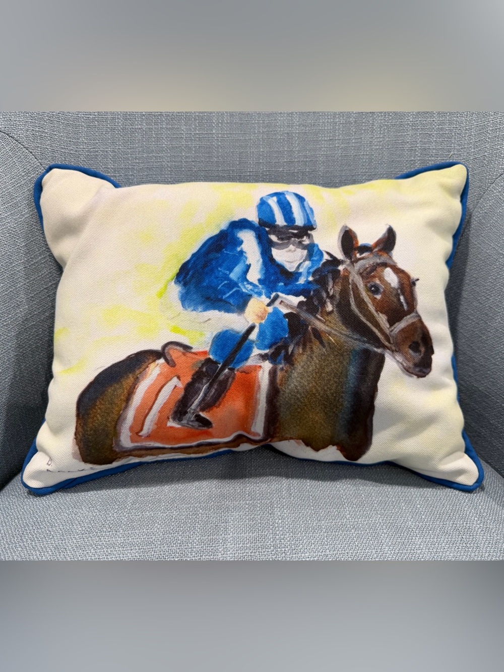 Betsy Drake Interiors Horse & Jockey Accent Throw Pillow NWOT